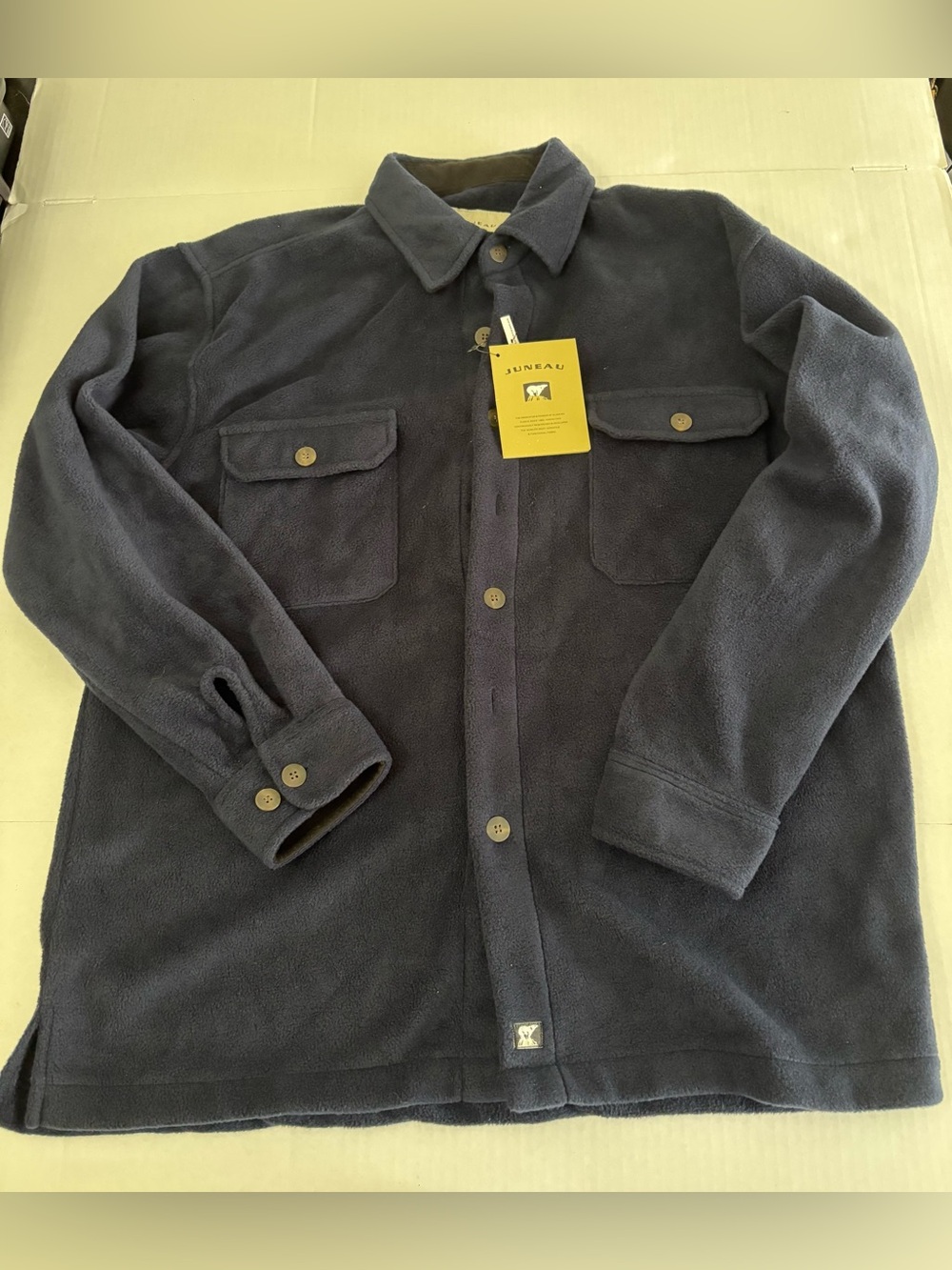 Juneau Alaska Navy Blue Fleece Button-Up Shirt Jacket Men’s XL
